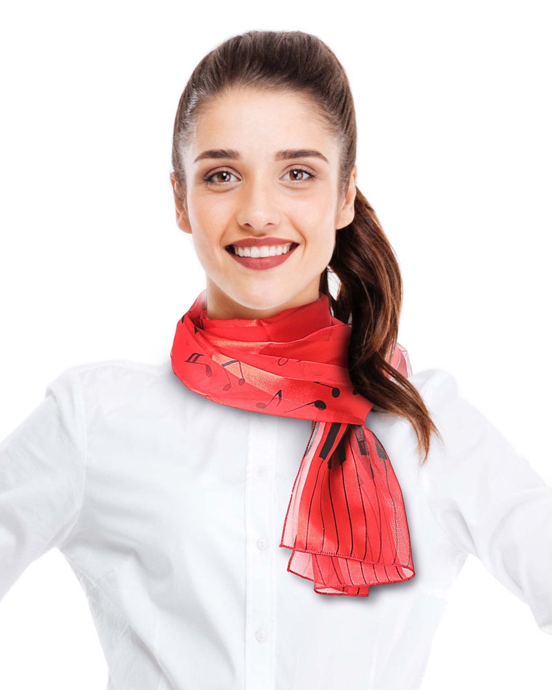 CBC Crown Women's Fashion Music Note Scarf (Various Patterns, Colors) (1529-RED) - Image 3